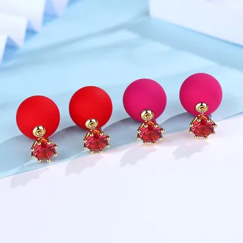 LUOTEEMI Minimalism Moda de Design de Culoare de Aur Cercei Stud Pentru Femei de Vacanță Și de Petrecere Red Cristal CZ Plăcută Cercei Bijoux