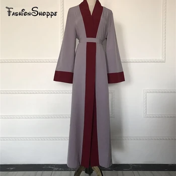 Dubai Stil De Față Deschide Musulman Kimono Cu Maneci Abaya Caftan Rochii Islamic Indian Haine Pentru Femei Jilbab-Ul Maxi Halat De Ramadan D332