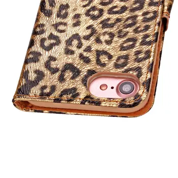 4.7 inch Sexy Femei Leopard de Imprimare Portofel pentru Apple iPhone 7 Caz Huse Flip TPU Cazuri de Piele Negru Capacul suportului iPhone7 (4.7)