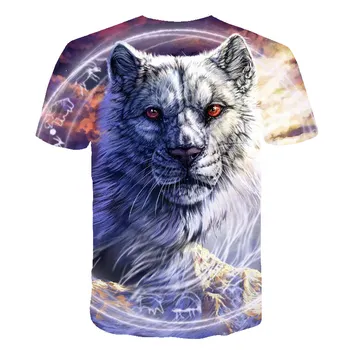 Barbati Maneca Scurta, Topuri de Vara Tricou 6XL 2019 mai Nou Tricou Barbat de Moda T-shirt de sex Masculin Wolf 3D Print Animal Amuzant Rece T-Shirt