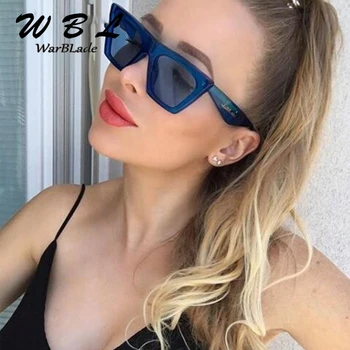 WarBLade 2019 Brand Design Retro Ochi De Pisică Ochelari De Soare Pentru Femei Big Flat Top Ochelari De Soare De Acetat De Cer Albastru Negru Cadru Ochelari De Soare