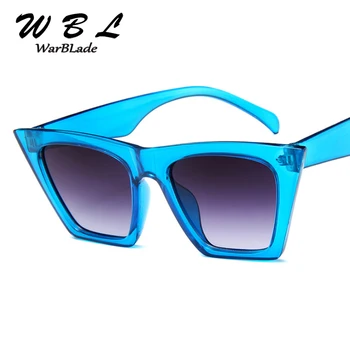WarBLade 2019 Brand Design Retro Ochi De Pisică Ochelari De Soare Pentru Femei Big Flat Top Ochelari De Soare De Acetat De Cer Albastru Negru Cadru Ochelari De Soare