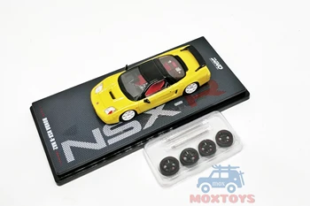 INNO 1:64 Honda NSX-R NA2 Galben W/ Extra Jante Model de Masina de turnat sub presiune
