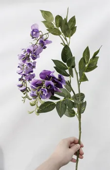 2 Capete Artificiale Wisteria Pea Blossom Flori de toamna Violet flores Flori False Frunze de Nunta Petrecere Acasă Decorare