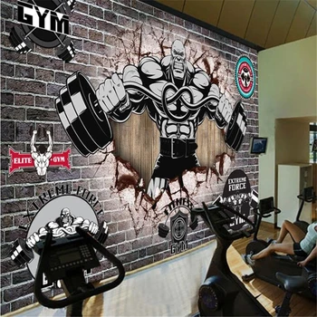 Wellyu Personalizate wallpaper 3d foto murală обои retro de perete spart musculare exercitii fitness club unul dintre un fel de imagine TV de fundal de hârtie de perete