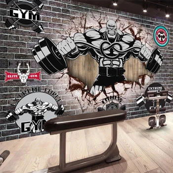 Wellyu Personalizate wallpaper 3d foto murală обои retro de perete spart musculare exercitii fitness club unul dintre un fel de imagine TV de fundal de hârtie de perete