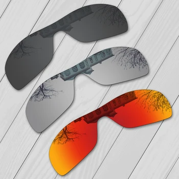 E. O. S 3 Piese Negru & Argintiu & Rosu de Foc Polarizat Lentile de Înlocuire pentru Oakley Batwolf OO9101 ochelari de Soare