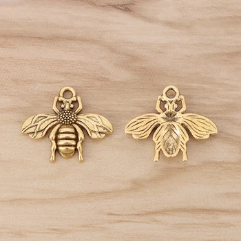 50 de Piese de Aur Antic Tonul Bumble Bee Albine Farmece Pandantive Margele pentru Brățară Colier Bijuterii de Luare 22x19mm