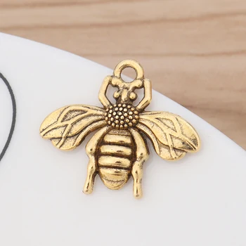 50 de Piese de Aur Antic Tonul Bumble Bee Albine Farmece Pandantive Margele pentru Brățară Colier Bijuterii de Luare 22x19mm