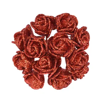 72pcs/lot 2cm Aur Roz, Roșu, Rose Red Glitter Spuma Crescut Flori Artificiale pentru Decor Nunta Cutie de Cadou Decorativ de Flori False