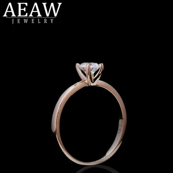 AEAW Alb Moissanite Inel de 0,3 ct 4mm Rotund Brilliant Cut Moissanite Inel Inel cu Diamant Aur de 14k
