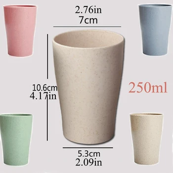 4buc/set 250ml Ceașcă de Ceai de Paie de Grâu Cana de Apa Multi-Funcțional Cola Cafea în pahar de Plastic Cană de Copii Pahare Reutilizabile Luminoase