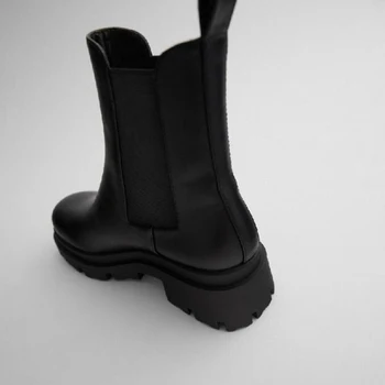 Stil britanic Femei Chelsea Cizme Elastice Slip-on Black pentru femei cizme Platforma de Iarnă Cizme Scurte Femei Bottes pour femmes a186