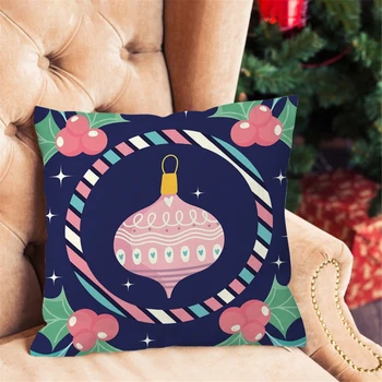 Nanacoba Perne Capac Home Decor An Nou Fericit Crăciun Pernă Albastru Arunca Pillowcover pentru Perna de pe Canapea Acoperi 45x45cm