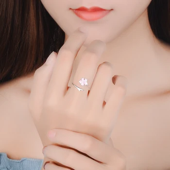 NEHZY Argint 925 Nou Femeie Moda Bijuterii de Înaltă Calitate de Cristal Zircon Simplu Floare Roz Dimensiune Inel Inel Reglabil