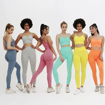 2020 Femei Yoga Set fără Sudură Sport 2-Bucata de Gimnastică Yoga Haine Sport Sutien + Jambiere de Funcționare Purta Skinny Sport Set se Potriveste