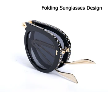 JackJad Noua Moda Pliere Portabil Stil Pilot Ochelari De Soare Pentru Femei Diamond Decor Ori Design De Brand Ochelari De Soare Oculos De Sol