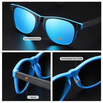 GM Naturale de Bambus ochelari de Soare pentru Barbati Lemn Ochelari de Soare ochelari de Soare Polarizat Dreptunghi Lentile de Conducere UV400