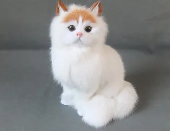Noua simulare alb pisică jucărie polietilenă & blănuri de artizanat Decor prop cat despre papusa 21x17cm 1428