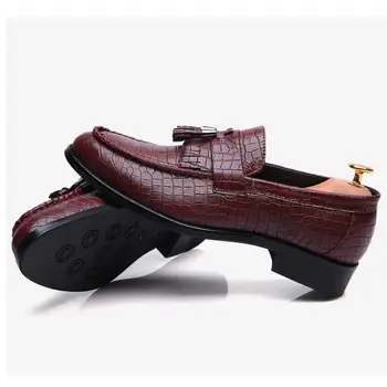 Noul Brand de Moda Moale din Piele de crocodil Respirabil Pantofi pentru Bărbați Ciucure Mocassins Bărbați Mocasini de culoare 3