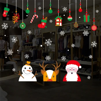 1buc Moș Crăciun Sticlă Decalcomanii Autocolant X-mas Prezenta traiesc sau Camera de Anul Nou Navidad Petrecere DIY Autocolante de Perete Decor