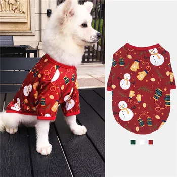 Crăciun Câine Haine de Bumbac Îmbrăcăminte pentru animale de Companie Mici pentru Câini de talie Medie Haina Tricou de Anul Nou Costum Catelus Chihuahua de Companie Vesta Camasa