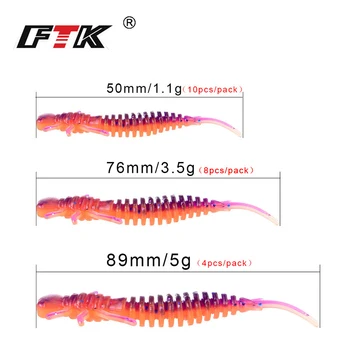 FTK Larva Moale Atrage 50mm 76mm 89mm Worm Silicon Bass, Stiuca Swimbait Jigging Miros atractant Momeli Artificiale Nada de Pescuit