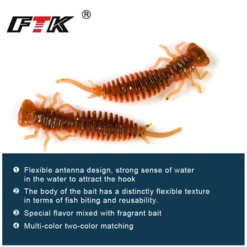 FTK Larva Moale Atrage 50mm 76mm 89mm Worm Silicon Bass, Stiuca Swimbait Jigging Miros atractant Momeli Artificiale Nada de Pescuit