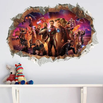 Disney Marvel Avengers Super Eroi Gaură în Perete Autocolante Pentru Camere Copii Decoratiuni PVC Decorativ de Perete Decor de Artă Murală Poster