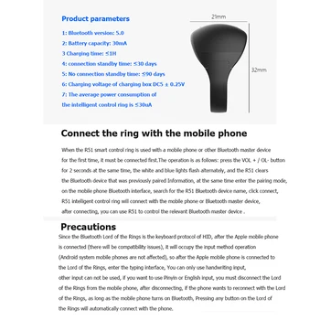 R51 Portabil Deget Inelul Bluetooth 5.0 Control de la Distanță Inteligent Wireless Controler de la Distanță pentru Macbook/iOS/Android Telefon Mobil
