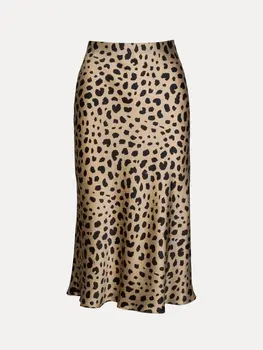 BBWM FEMEIE Stil francez Mici daisy Inima Leopard de Imprimare de Mătase Trompeta Fuste Vintage Femei Chic de Vara Casual Slim Talie Fusta