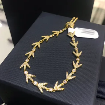 UMGODLY Brand de Lux 1 buc Culoare Aur Galben Frunze de Dafin cu Turquesa Margele Brățară Pave CZ Pietre Zircon Moda Bijuterii