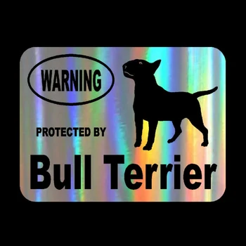 Dawasaru Avertizare Autocolant Auto Protejat De Bull Terrier Animal Protejat Decal Laptop Motociclete Auto Decor din PVC,13cm*10cm