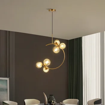LED Candelabru Creative Dormitor Noptieră Agățat Lumina Minge de Sticlă Moderne Nordic Restaurant, Bar de Cafea Simplă Lampă de Pandantiv de Aur