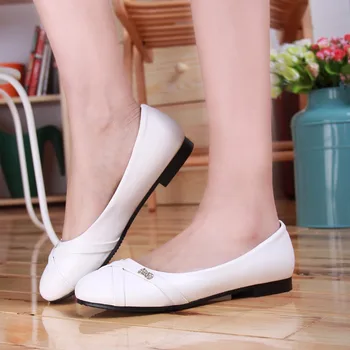 Mare Dimensiune 47 de Moda pentru Femei Balerini Pantofi de Primăvară de sex Feminin Pantofi de Balet Rotund Deget de la picior Solid alb-negru Casual Munca Haimana Pantofi Alb