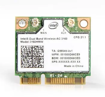 Adaptor Wireless Card pentru Intel Dual Band 3160AC 3160HMW ac jumătate Mini PCI-E wifi, Bluetooth 4.0 pentru HP SPS 710662-001 710662