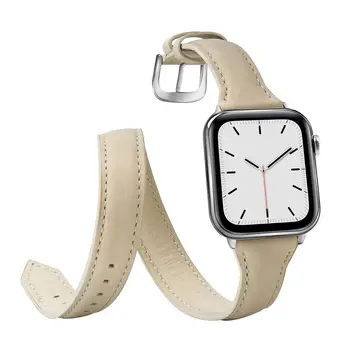 Dublu Tur Trupa pentru Apple Watch iWatch 40 de 44mm 38 42mm Extra Lungi piele de Vacă din Piele Curea Bratara Pentru Seria 5 4 3 2 1 Watchband
