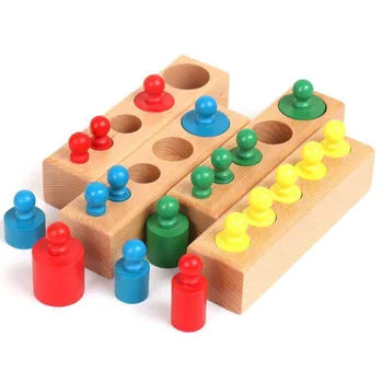 Montessori Cilindru Socket-Uri De Jucărie Dezvoltarea Copilului Practică Și SensesPreschool Educative Jucarii Din Lemn Pentru Copii