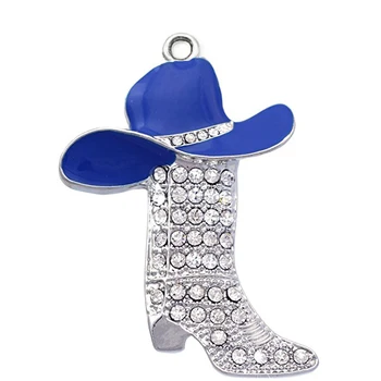Aliaj de Metal Artizanat Email Pălării Albe de Cristal Cowboy-Cowboy Cizme tocuri inalte Farmec Pandantive Pentru Coliere de a Face