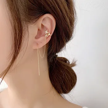 Cercei pentru Femei 2020 Ureche Bantă coreean Cartilajului Star-Zircon incrustate Asimetric Pavilioane Moda Bijuterii Oțel Inoxidabil