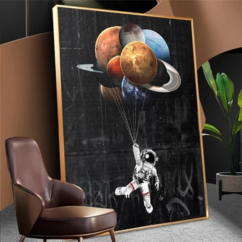 Astronaut Spațiu Ulei Panza Pictura Decor Camera pentru Copii Visează Stele Poster și Printuri de Imagini de Perete pentru Decor Acasă