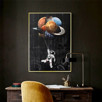 Astronaut Spațiu Ulei Panza Pictura Decor Camera pentru Copii Visează Stele Poster și Printuri de Imagini de Perete pentru Decor Acasă