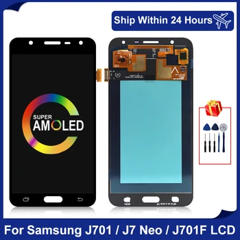 Super AMOLED Pentru Samsung Galaxy J701 Display LCD J7 Neo J701F Ecran Tactil Digitizer Pentru J7 Nxt J7 Core J701M Piese de schimb