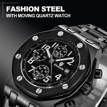 Ceasuri barbati Top Brand de Lux Cronograf Albastru de Argint din Oțel Inoxidabil Cuarț Ceas pentru Bărbați Impermeabil de sex Masculin Ceas de mână pentru Bărbați ceasuri
