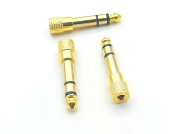 100buc placat cu Aur Audio de 6,35 mm Plug de sex Masculin Feminin de 3,5 mm Jack Aux Stereo TRS Adaptor
