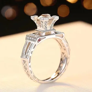 D VVS1 1ct moissanite Frumos fir de inel, Argint 925 inel cu Diamant. Moda bijuterii