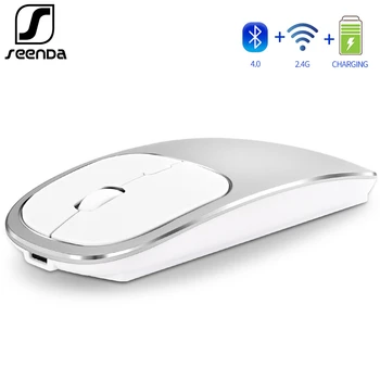 SeenDa Bluetooth 4.0 Wireless 2.4 G Mouse-ul USB Dual Mode Reîncărcabilă Mouse-ul pentru Laptop, Tableta, Smart TV Tăcut faceți Clic pe Design Metal