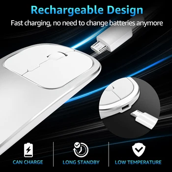 SeenDa Bluetooth 4.0 Wireless 2.4 G Mouse-ul USB Dual Mode Reîncărcabilă Mouse-ul pentru Laptop, Tableta, Smart TV Tăcut faceți Clic pe Design Metal
