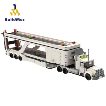 BuildMoc Technic Masina MOC Transporter Camion Mare Amator Trailer Model de Oraș Blocuri Caramizi Technic Camion de Jucărie Pentru Copii Cadouri