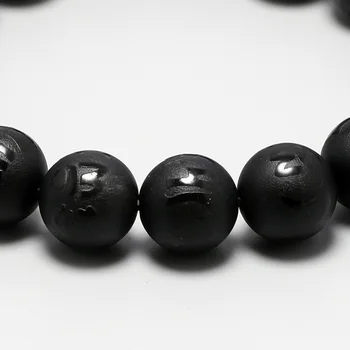 Naturale Curcubeu Obsidian Piatra Brățări Pentru Bărbați Și Femei Gravate Șase Cuvinte Budist Mantra OM Mala Margele Brățară 8-18mm
